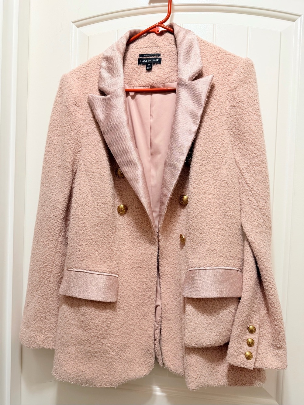Lane Bryant Blush Pink Bouclé Double-Breasted Blazer